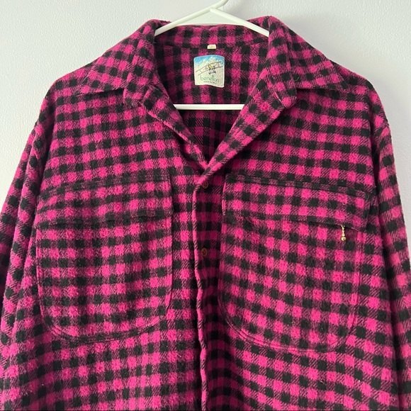 Benelton Made in Italy Checkered Shacket Pink Black - Picture 3 of 14